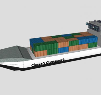 集装箱船货轮SU模型下载_sketchup草图大师SKP模型