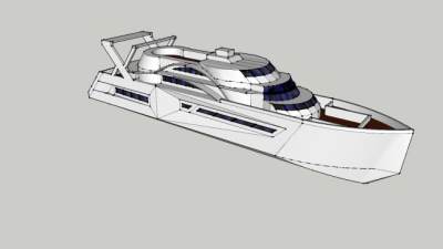 豪华小型游艇SU模型下载_sketchup草图大师SKP模型