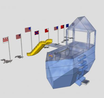 游乐船户外滑梯SU模型下载_sketchup草图大师SKP模型