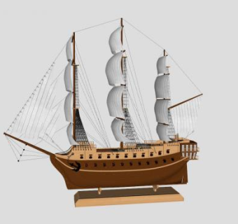 木帆船装饰SU模型下载_sketchup草图大师SKP模型