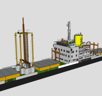 水上工程作业船SU模型下载_sketchup草图大师SKP模型