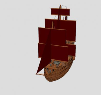 多桅帆船海盗船SU模型下载_sketchup草图大师SKP模型