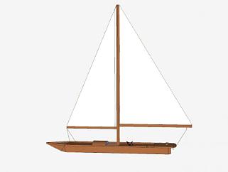 单桅木帆船SU模型下载_sketchup草图大师SKP模型