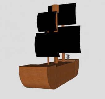 双桅海盗船SU模型下载_sketchup草图大师SKP模型