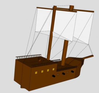 小型海盗船SU模型下载_sketchup草图大师SKP模型