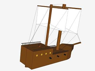 <em>小型海盗船</em>SU模型下载_sketchup草图大师SKP模型