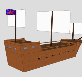 英国木帆船SU模型下载_sketchup草图大师SKP模型