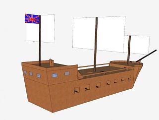 英国木帆船SU模型下载_sketchup草图大师SKP模型