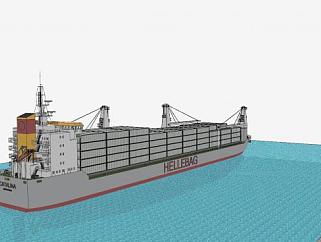 货柜运输船SU模型下载_sketchup草图大师SKP模型