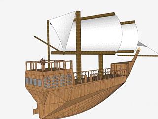 海盗风帆船SU模型下载_sketchup草图大师SKP模型