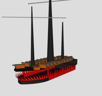 炮舰船SU模型下载_sketchup草图大师SKP模型