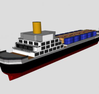 货柜运货船SU模型下载_sketchup草图大师SKP模型