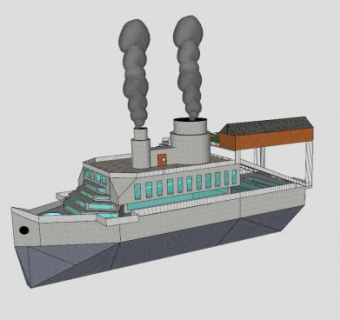 蒸汽游轮SU模型下载_sketchup草图大师SKP模型