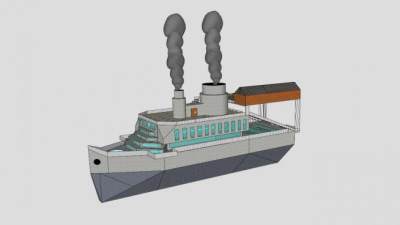 蒸汽游轮SU模型下载_sketchup草图大师SKP模型