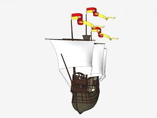 航海复古帆船SU模型下载_sketchup草图大师SKP模型