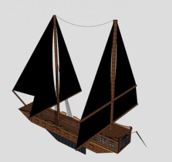 双桅海盗帆船SU模型下载_sketchup草图大师SKP模型