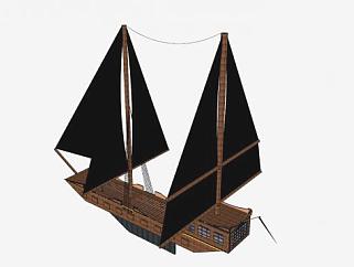 双桅海盗帆船SU模型下载_sketchup草图大师SKP模型