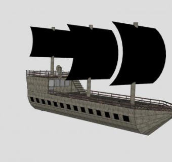 木质海盗帆船SU模型下载_sketchup草图大师SKP模型