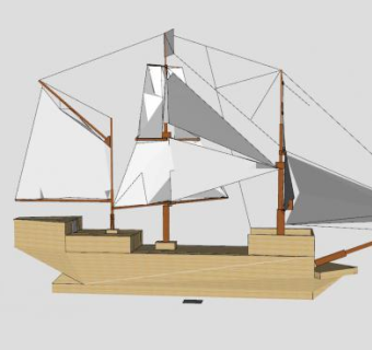 木帆船SU模型下载_sketchup草图大师SKP模型