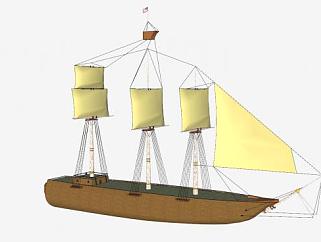 美国木帆船<em>SU模型</em>下载_sketchup草图大师SKP模型