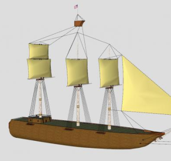 美国木帆船SU模型下载_sketchup草图大师SKP模型