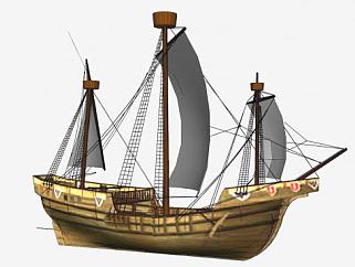 中世纪帆船SU模型下载_sketchup草图大师SKP模型