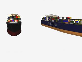 两艘集装箱<em>船SU模型</em>下载_sketchup草图大师SKP模型