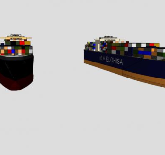 两艘集装箱船SU模型下载_sketchup草图大师SKP模型