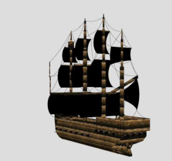 海盗风帆木船SU模型下载_sketchup草图大师SKP模型