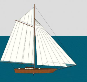 单桅木质帆船SU模型下载_sketchup草图大师SKP模型