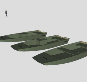 三艘船艇SU模型下载_sketchup草图大师SKP模型