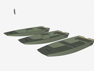 三艘船艇SU模型下载_sketchup草图大师SKP模型
