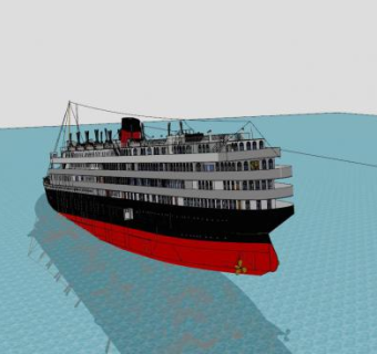 下沉的邮轮SU模型下载_sketchup草图大师SKP模型