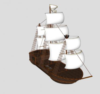 大帆船SU模型下载_sketchup草图大师SKP模型