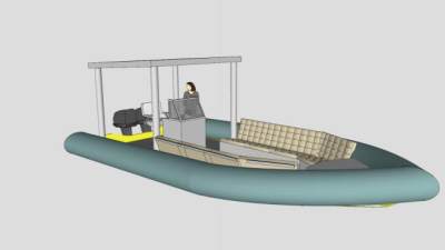 遮阳汽艇SU模型下载_sketchup草图大师SKP模型