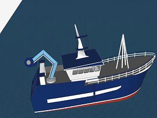 小型海上作业船SU模型下载_sketchup草图大师SKP模型