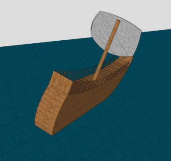 简易单桅帆船SU模型下载_sketchup草图大师SKP模型