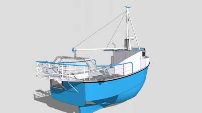港口作业船SU模型下载_sketchup草图大师SKP模型