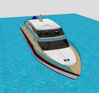大型休闲型游艇SU模型下载_sketchup草图大师SKP模型