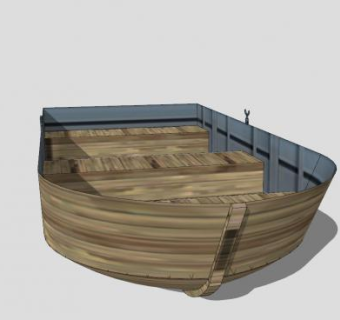 中式木舟SU模型下载_sketchup草图大师SKP模型