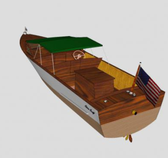 美国滑行木艇SU模型下载_sketchup草图大师SKP模型