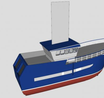 小型作业船SU模型下载_sketchup草图大师SKP模型