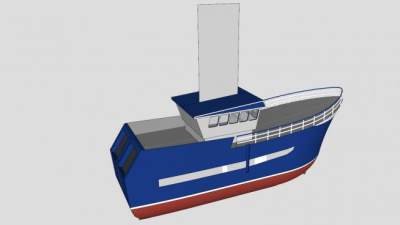 小型作业船SU模型下载_sketchup草图大师SKP模型