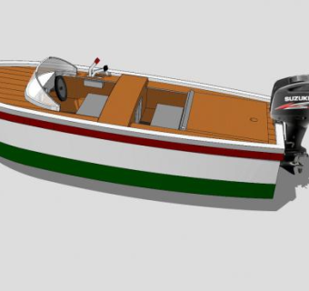 木质快艇SU模型下载_sketchup草图大师SKP模型