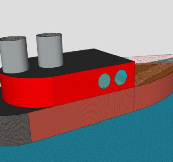 简易蒸汽船SU模型下载_sketchup草图大师SKP模型