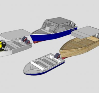 观光游艇SU模型下载_sketchup草图大师SKP模型