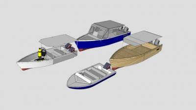 观光游艇SU模型下载_sketchup草图大师SKP模型