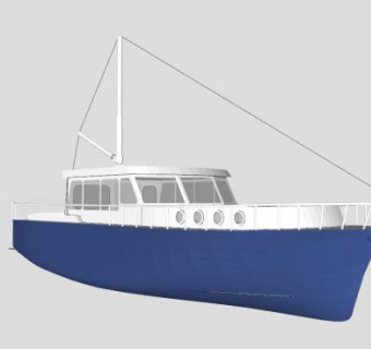 中型海上作业船SU模型下载_sketchup草图大师SKP模型