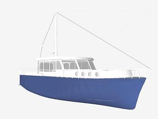 中型海上作业船SU模型下载_sketchup草图大师SKP模型