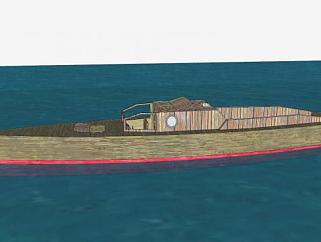 木制捕捞渔船SU模型下载_sketchup草图大师SKP模型